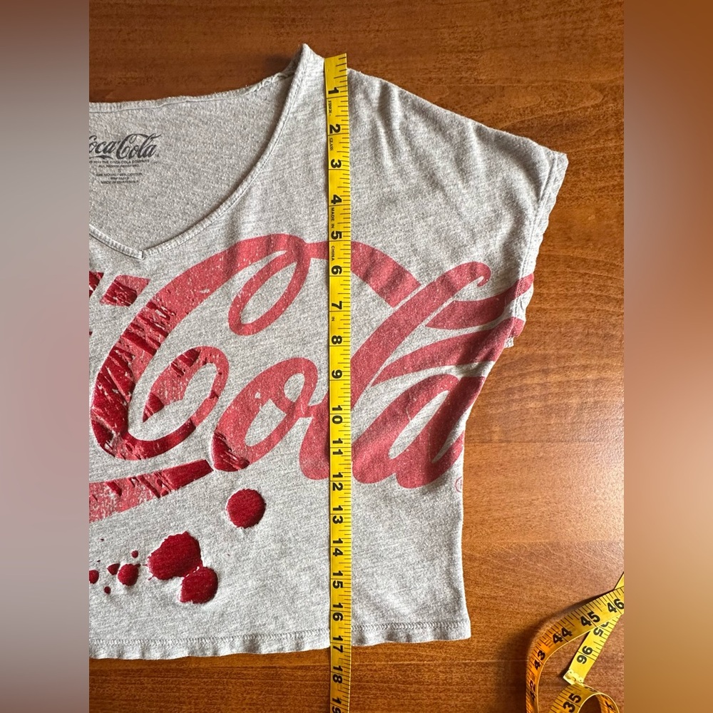 Coca-Cola•cropped tee•women’s small•modal/cotton•gray/red•v-neck•short sleeve - Picture 13 of 13
